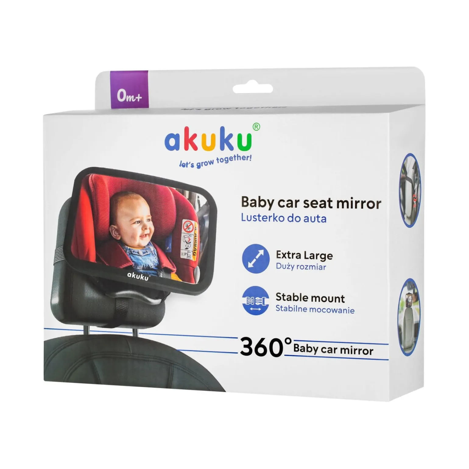 AKUKU Lusterko do obserwacji dziecka w aucie 360°