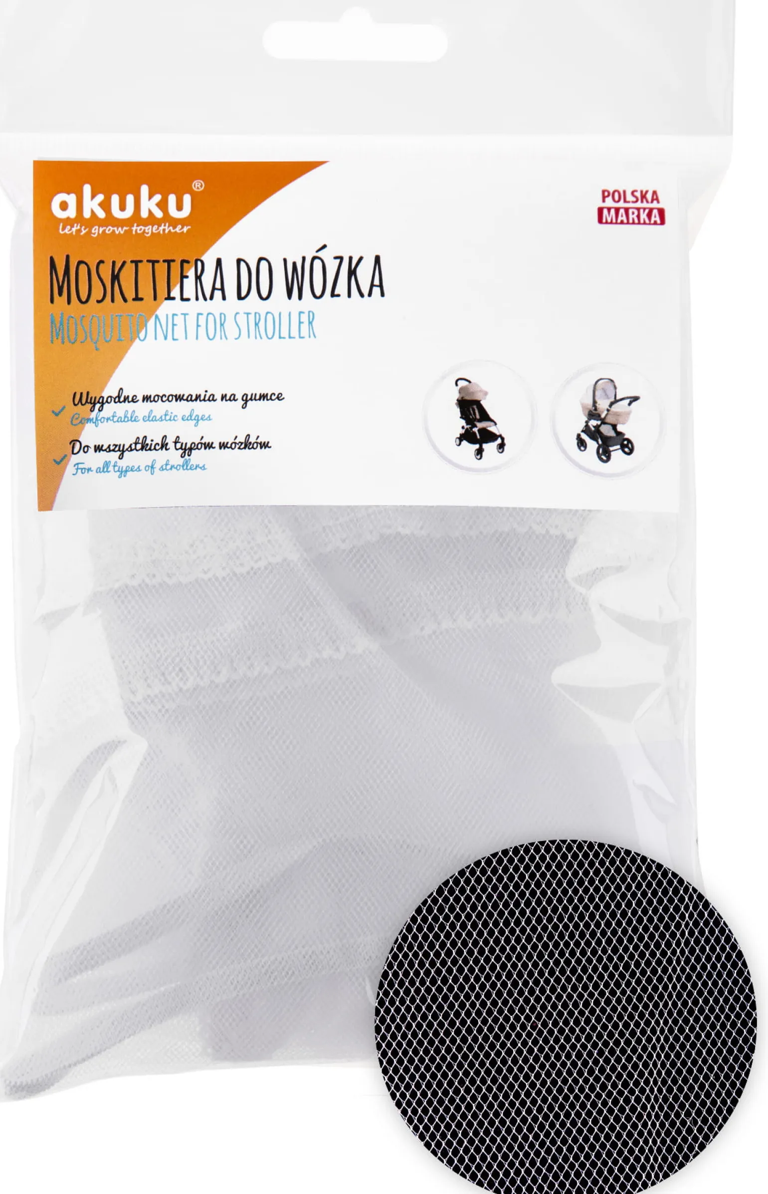 AKUKU Moskitiera do wózka Biała
