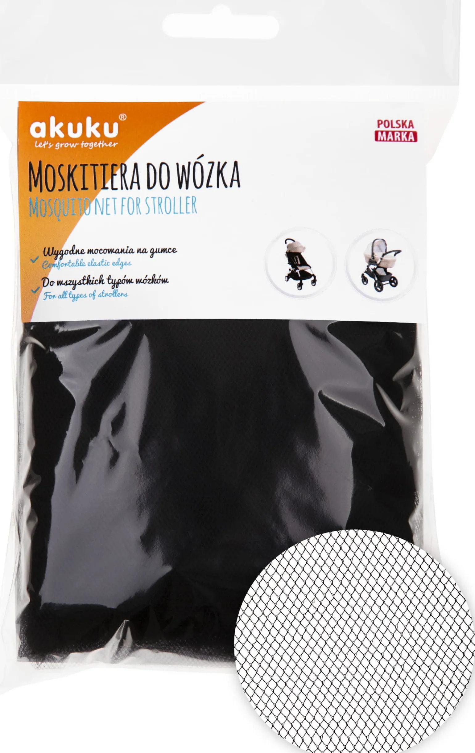 AKUKU Moskitiera do wózka Czarna