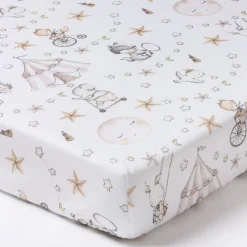 Bawełniane prześcieradło z gumką do łóżeczka 120x60cm - Candy Circus