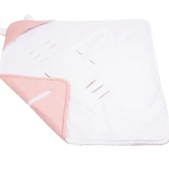 Bawełniany kocyk /otulacz z kapturem do fotelika niemowlęcego - Pastel Pink