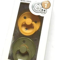 BIBS COLOUR 2-PACK HONEY BEE & OLIVE 6m+ Smoczek Uspokajający kauczuk Hevea
