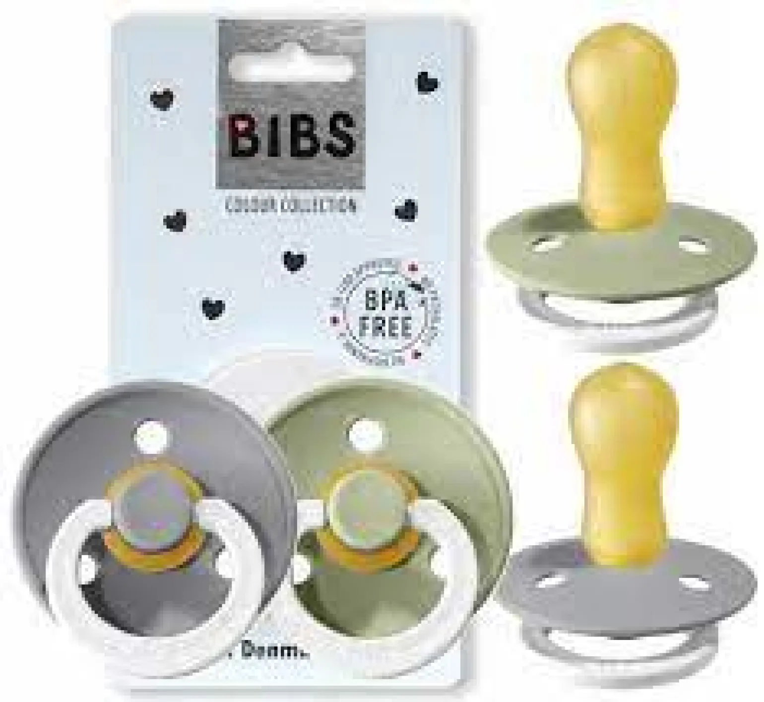 BIBS COLOUR 2-PACK SAGE GLOW & CLOUD GLOW 18m+ Smoczek Uspokajający kauczuk Hevea