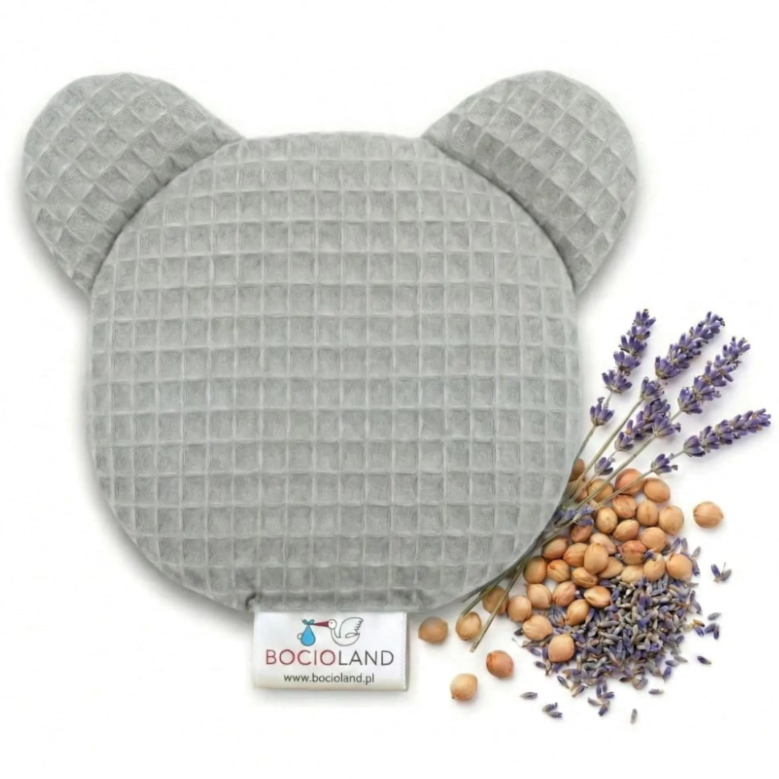 BOCIOLAND - TERMOFOR Z PESTEK WIŚNI Z LAWENDĄ MIŚ WAFEL 180g SZARY