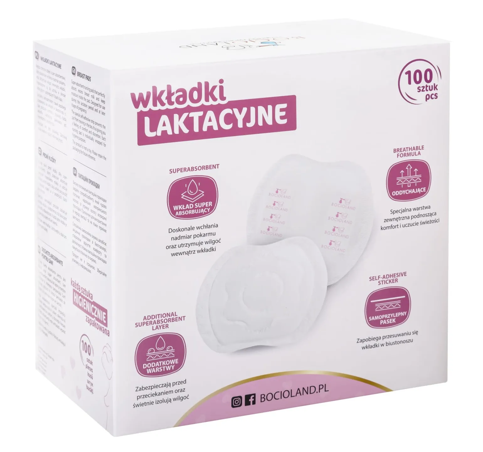 BOCIOLAND Wkładki Laktacyjne Superabsorbent, Big Pack 100 szt.