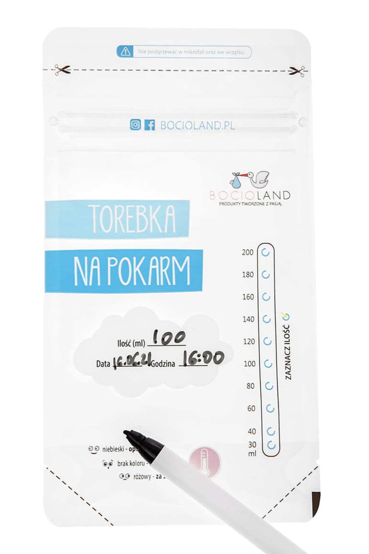BOCIOLAND Woreczki do przechowywania pokarmu 30 szt.