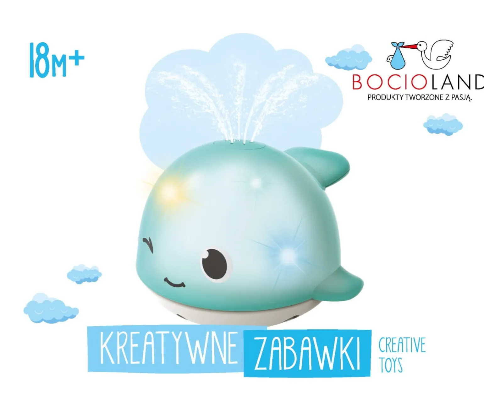 BOCIOLAND Zabawka do kąpieli fontanna WIELORYB