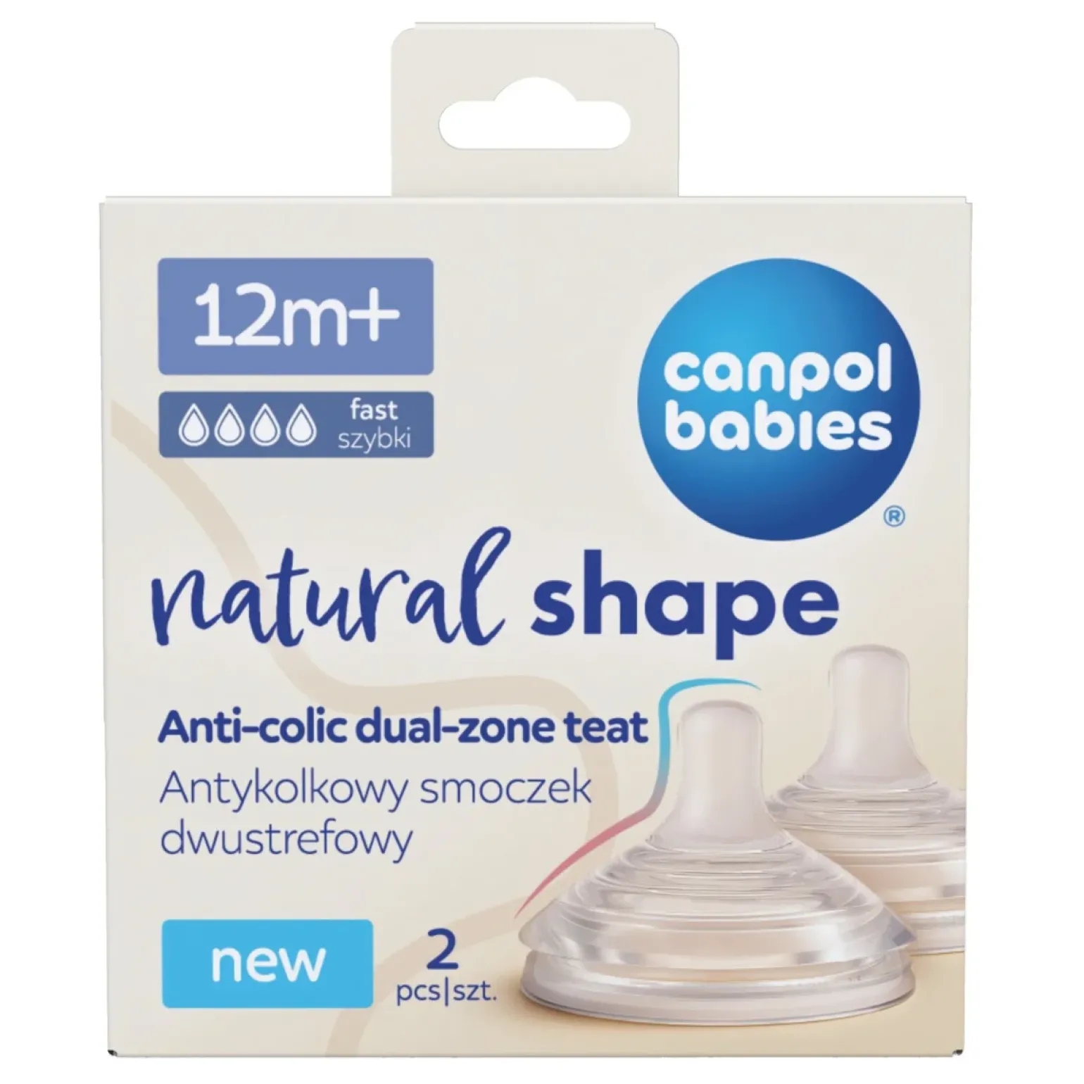 Canpol babies Antykolkowy smoczek dwustrefowy Natural Shape 12m+ 2szt.