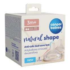 Canpol babies Antykolkowy smoczek dwustrefowy Natural Shape 3m+ 2szt.