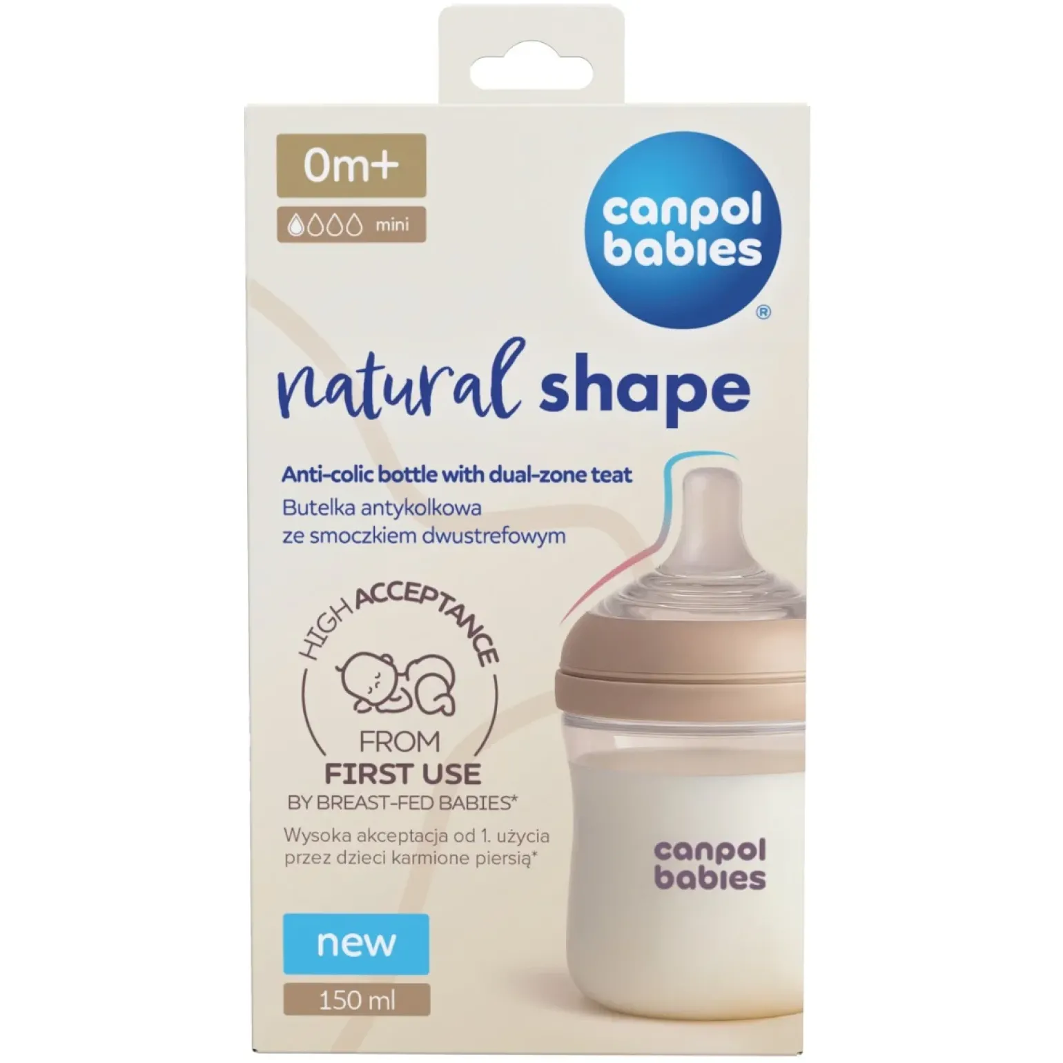 Canpol babies Butelka Natural Shape ze smoczkiem dwustrefowym 150 ml