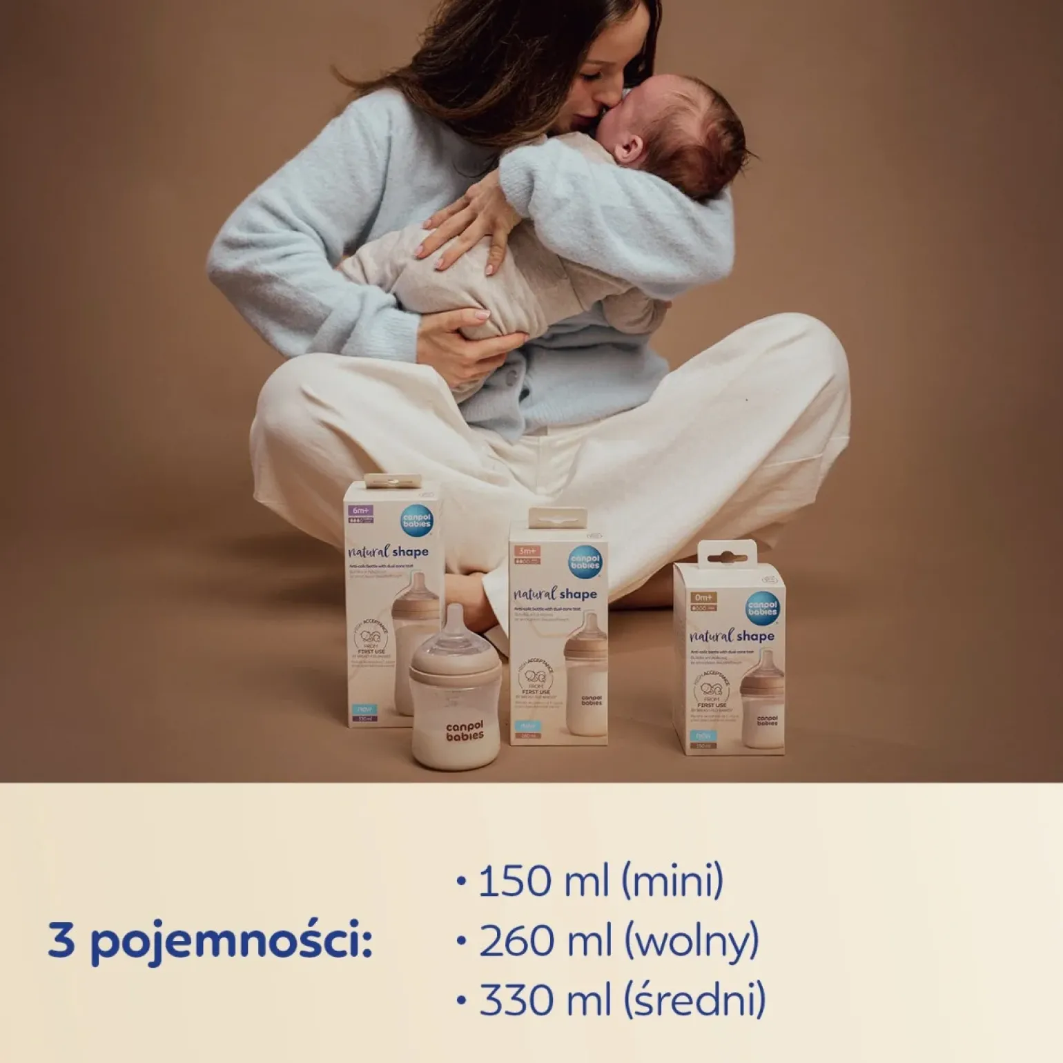 Canpol babies Butelka Natural Shape ze smoczkiem dwustrefowym 150 ml