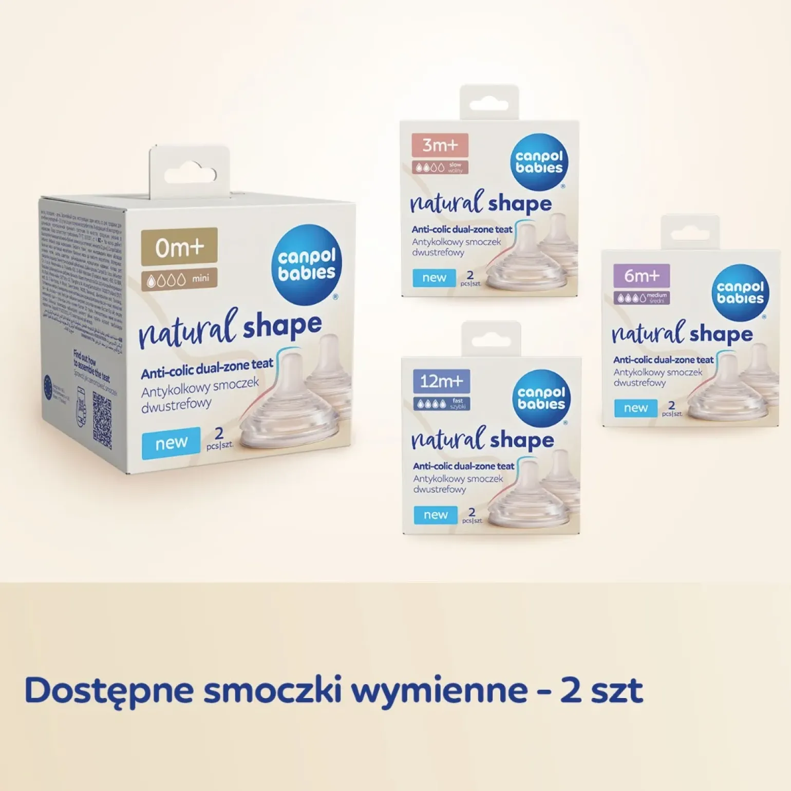 Canpol babies Butelka Natural Shape ze smoczkiem dwustrefowym 330ml