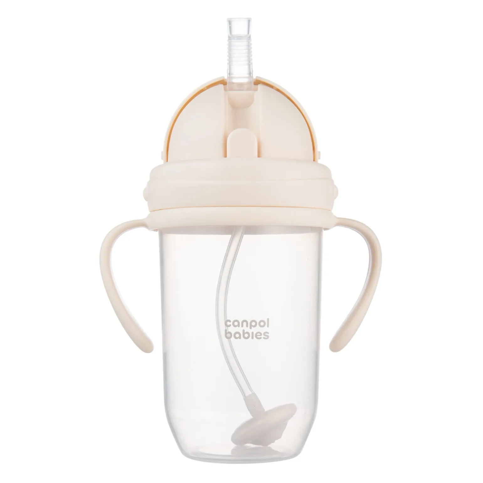 Canpol babies Kubek niekapek z rurką i odważnikiem 270ml Kremowy