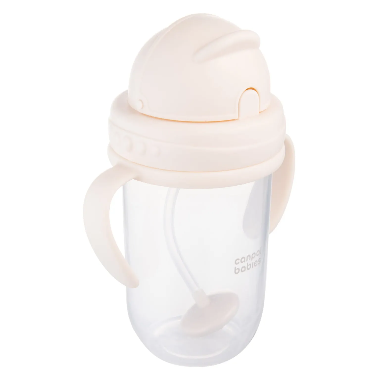 Canpol babies Kubek niekapek z rurką i odważnikiem 270ml Kremowy