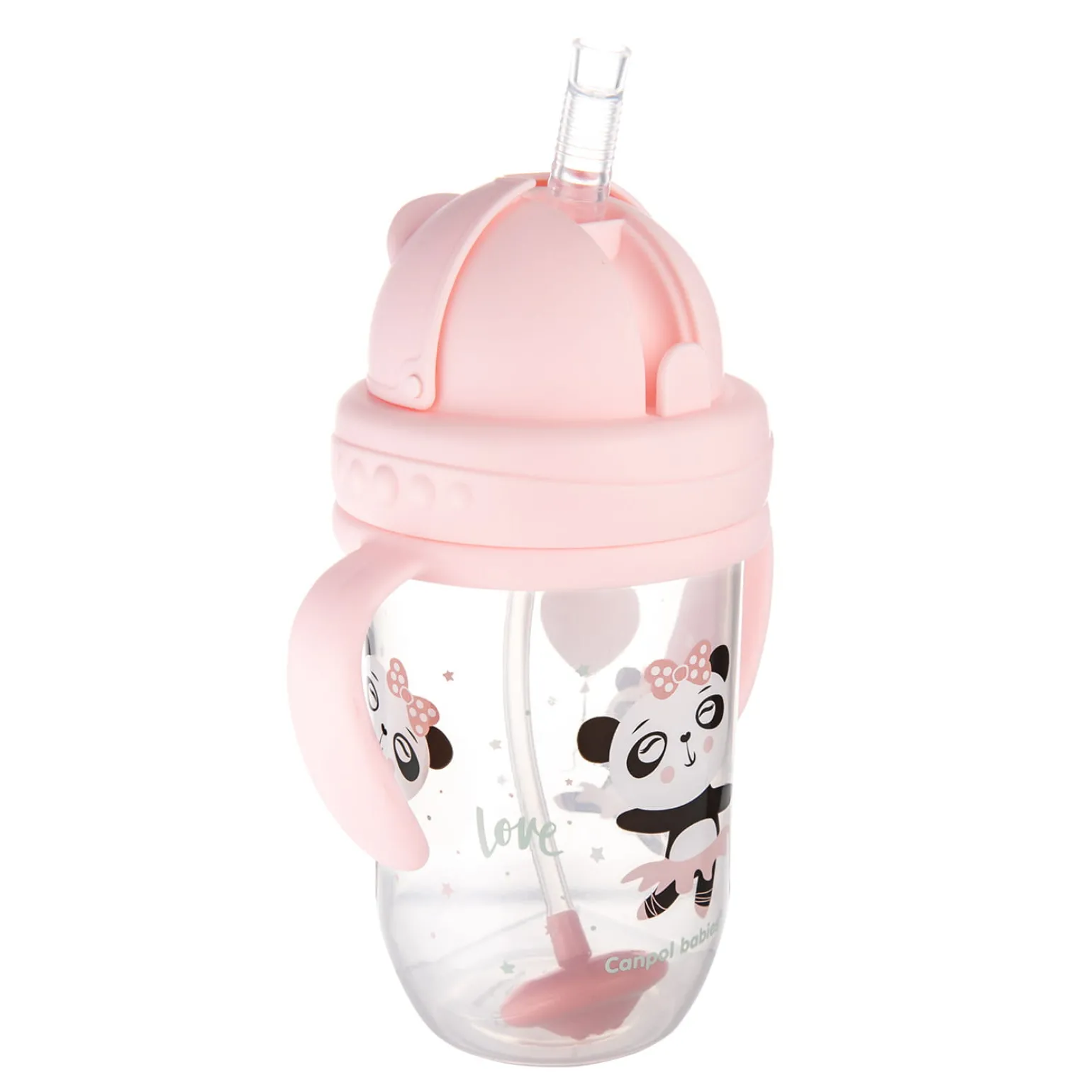 Canpol babies Kubek niekapek z rurką i odważnikiem 270ml Pudrowy Róż