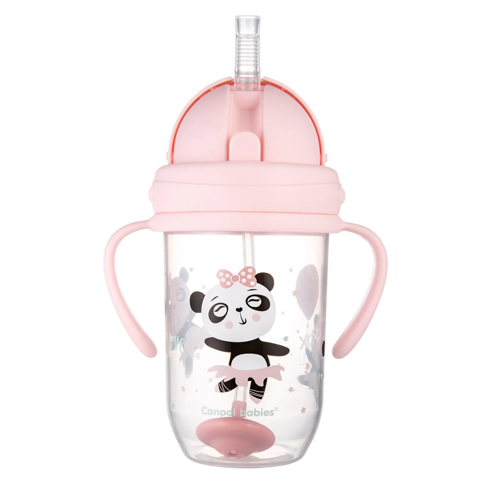 Canpol babies Kubek niekapek z rurką i odważnikiem 270ml Pudrowy Róż
