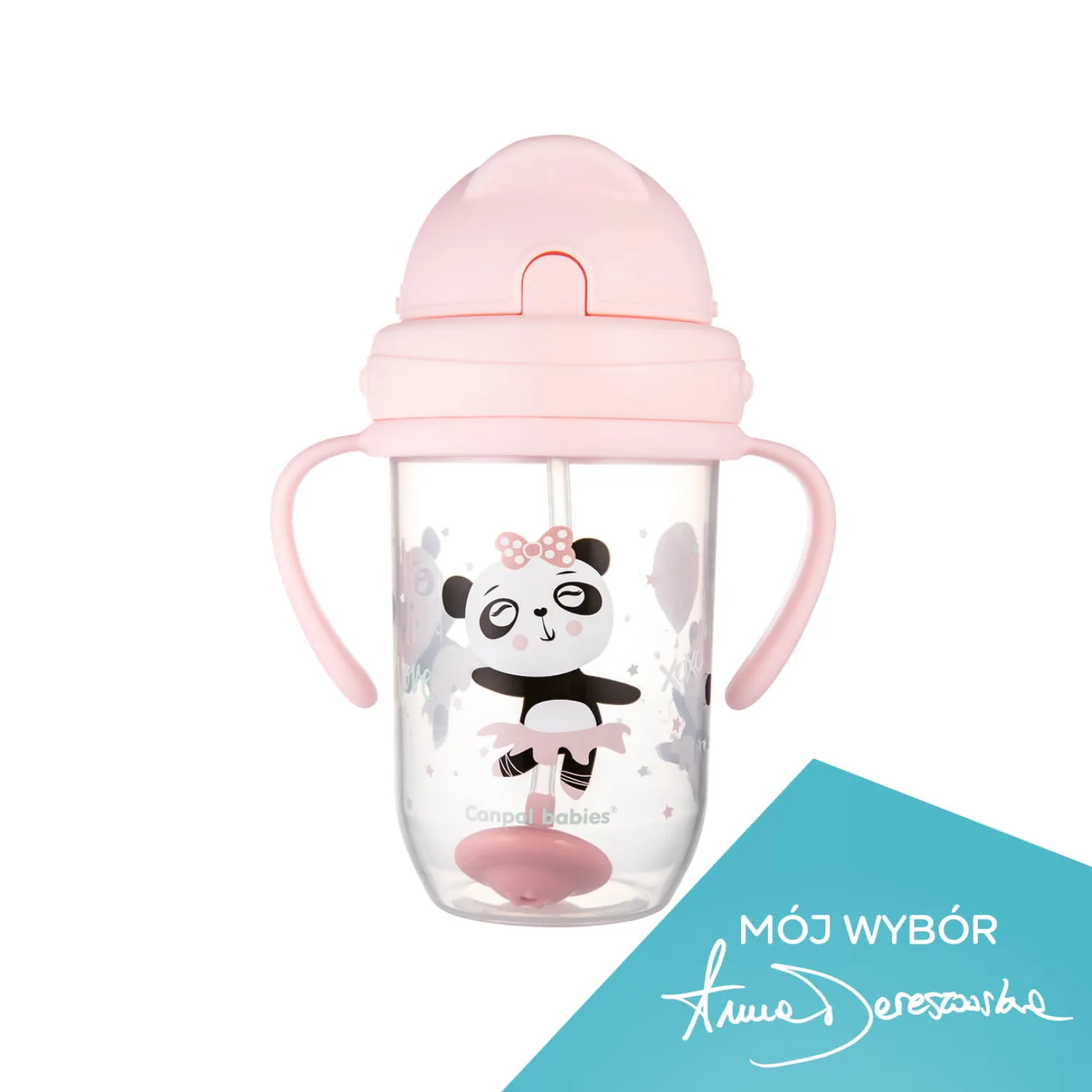 Canpol babies Kubek niekapek z rurką i odważnikiem 270ml Pudrowy Róż
