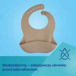 Canpol babies Śliniak silikonowy z kieszonką DOTS Beige