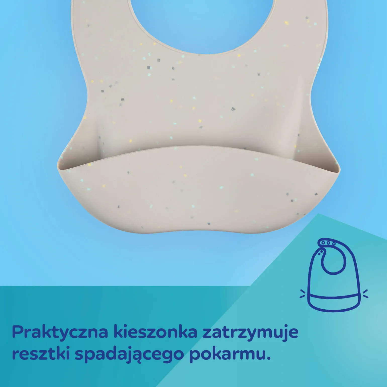 Canpol babies Śliniak silikonowy z kieszonką DOTS Grey