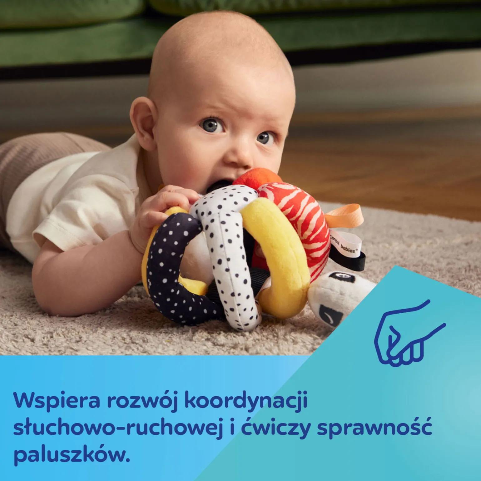 Canpol babies Sensoryczna piłka z grzechotką i piszczkiem BabiesBoo