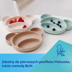 Canpol babies Silikonowy, Trójdzielny Talerzyk z Przyssawką MIŚ Beige
