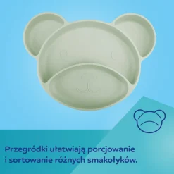 Canpol babies Silikonowy, Trójdzielny Talerzyk z Przyssawką MIŚ Creme