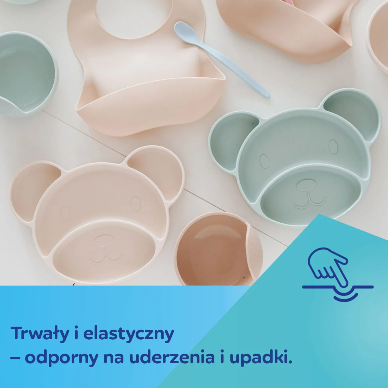 Canpol babies Silikonowy, Trójdzielny Talerzyk z Przyssawką MIŚ Creme