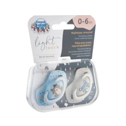 Canpol babies Smoczek silikonowy 0-6m symetryczny BONJOUR PARIS BLUE 2szt.