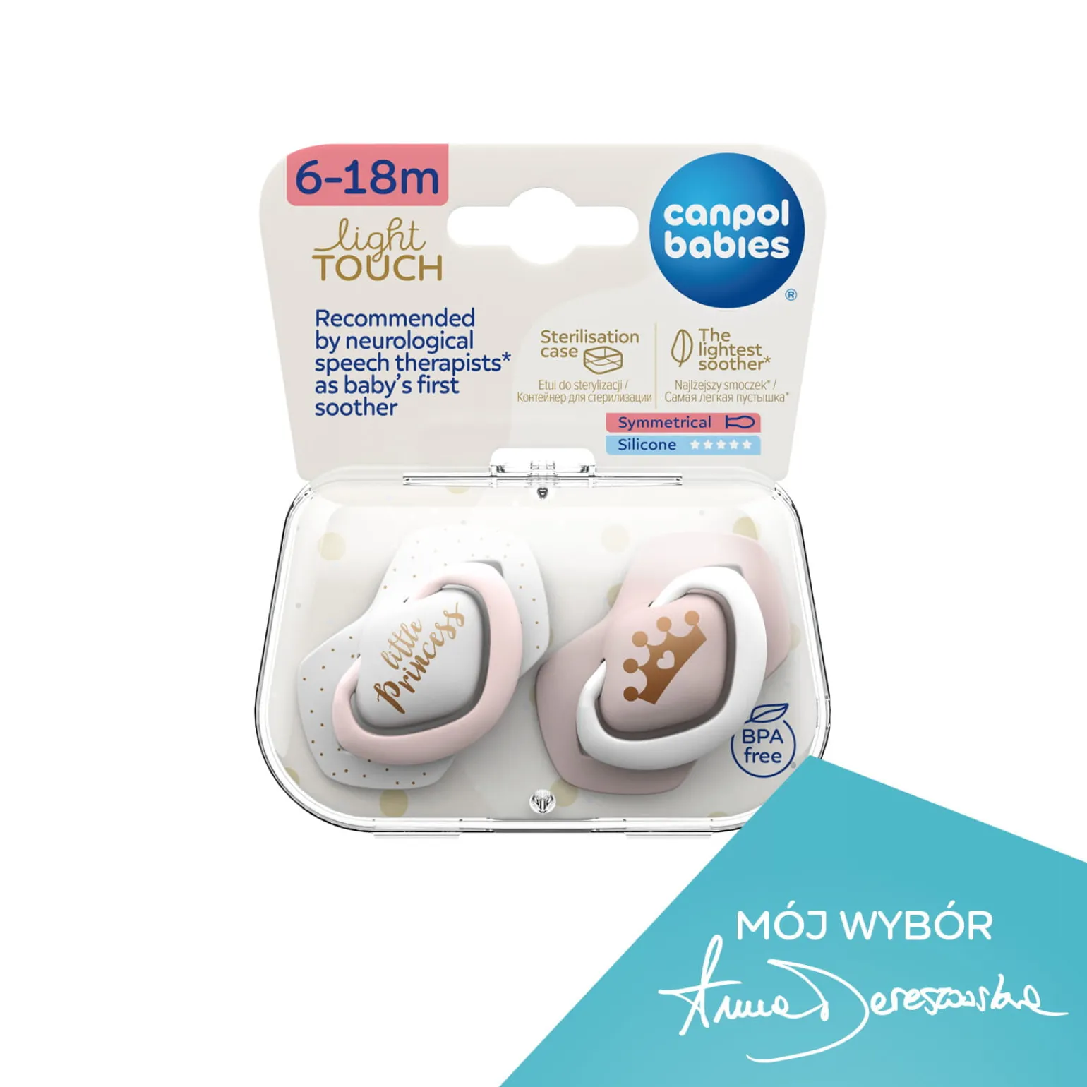 Canpol babies Smoczek silikonowy 6-18m symetryczny ROYAL BABY 2szt.