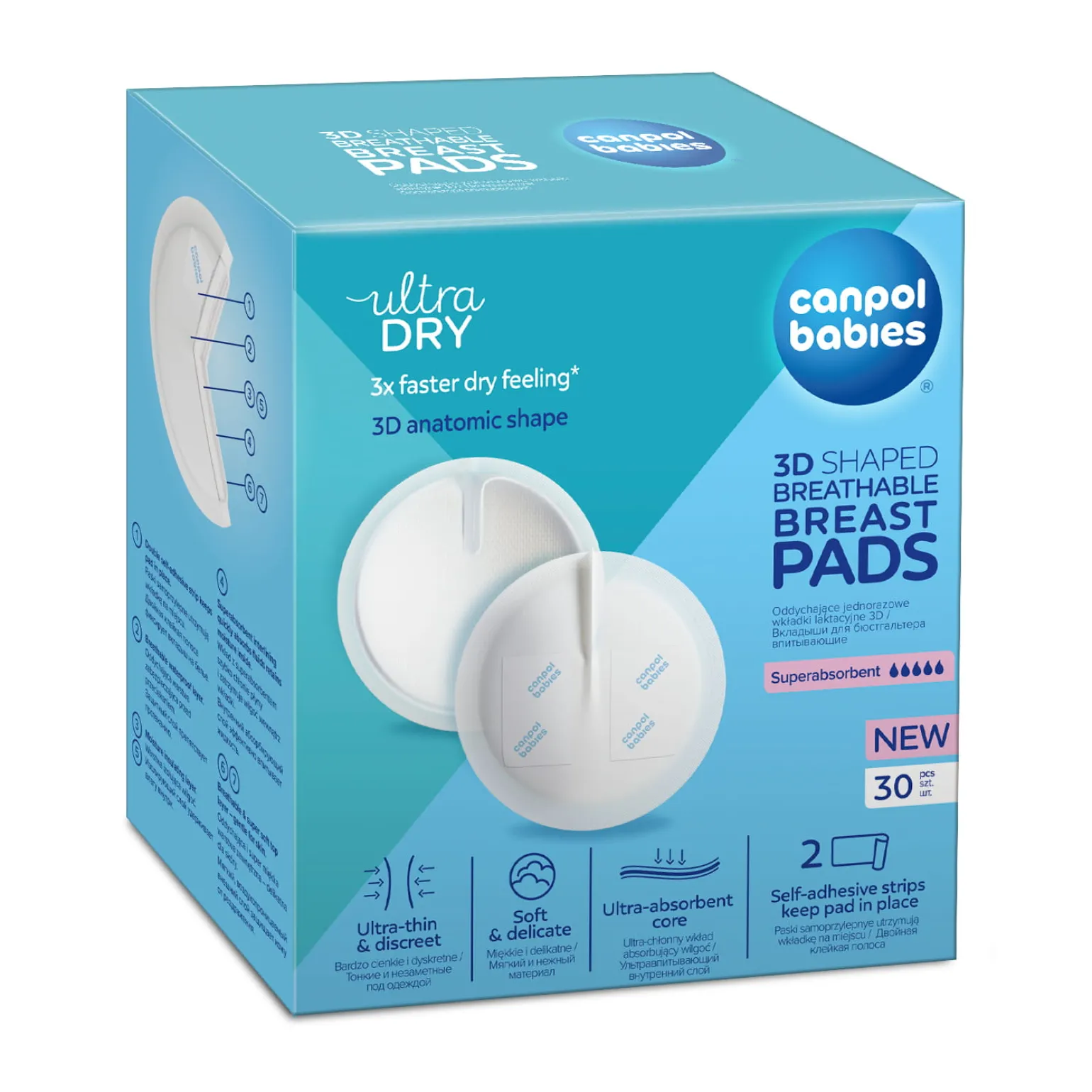 Canpol babies Wkładki laktacyjne oddychające ultrachłonne 3D (30 szt).