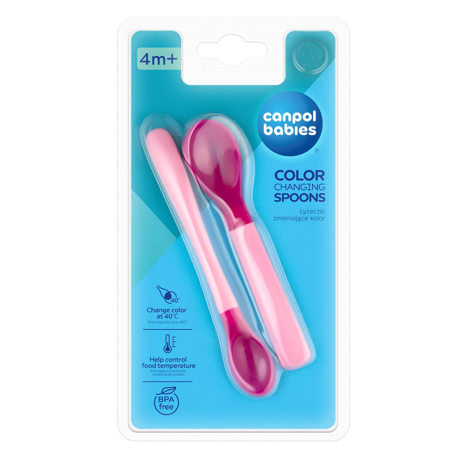 Canpol babies Zestaw magicznych łyżek zmieniających kolor 2 szt. pink