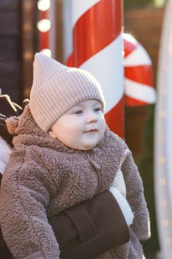 Czapeczka z wełny Merino - BEIGE MELANGE