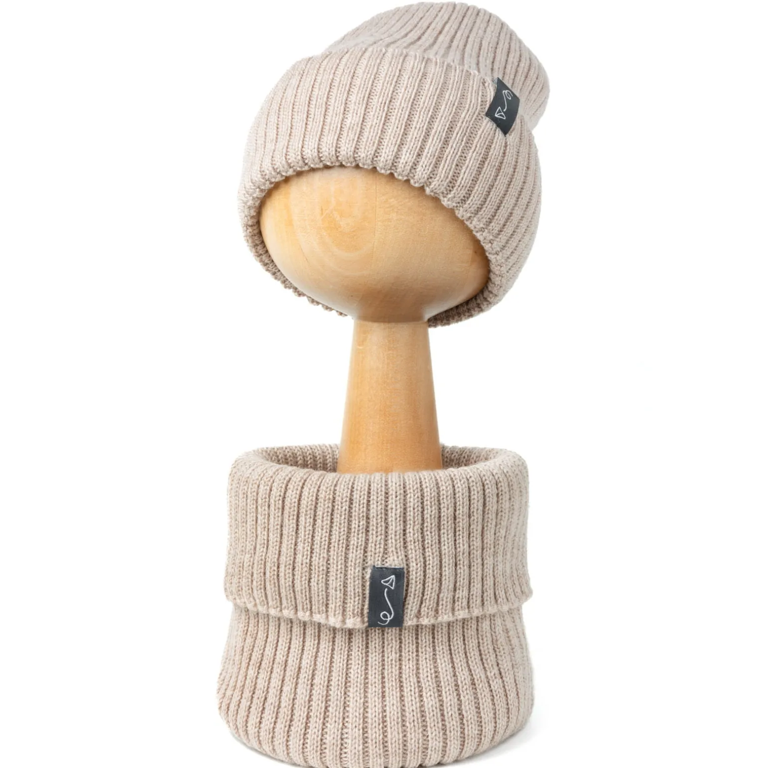 Czapeczka z wełny Merino - BEIGE MELANGE