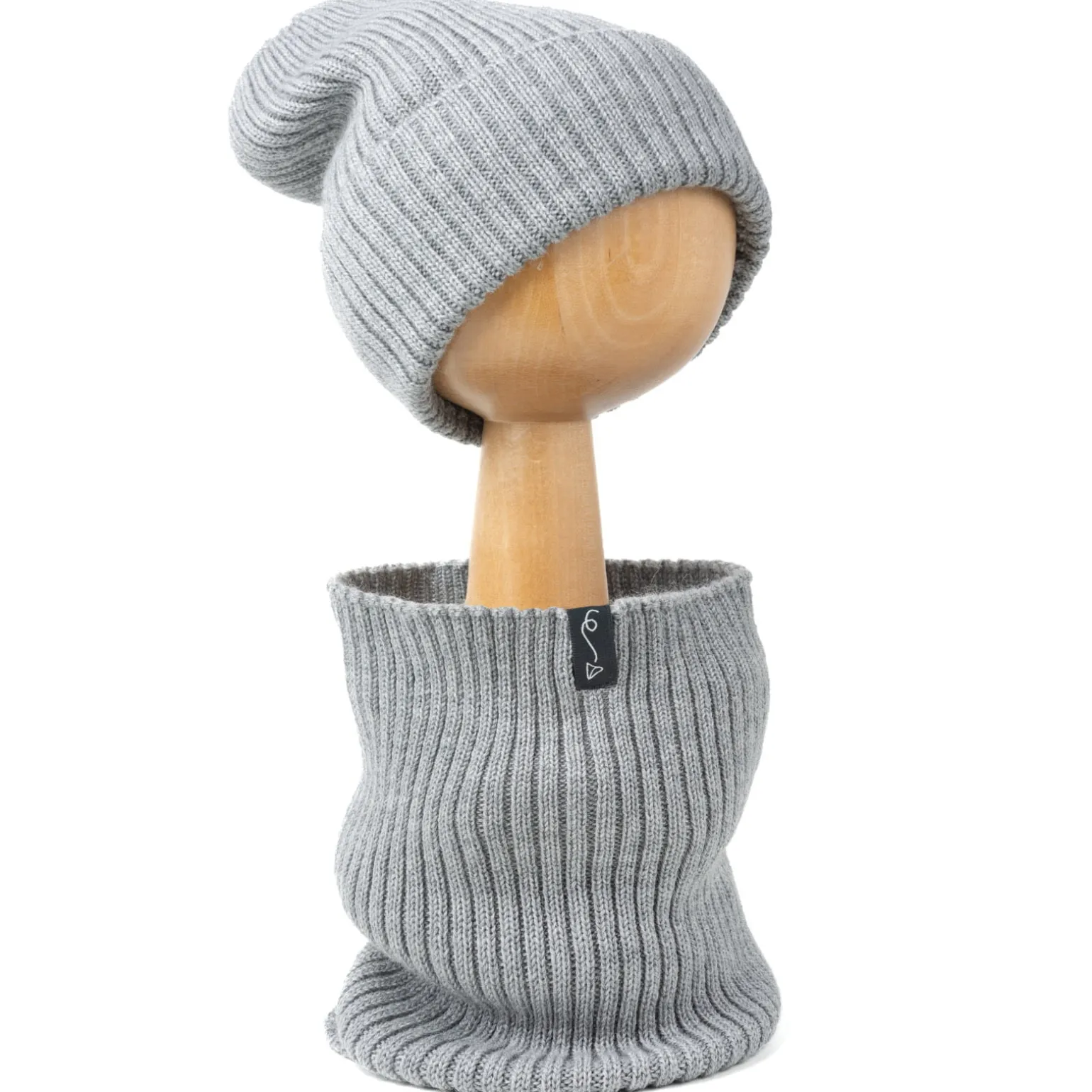 Czapeczka z wełny Merino - GREY MELANGE