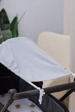 Daszek przeciwsłoneczny do wózka z muślinu- Grey