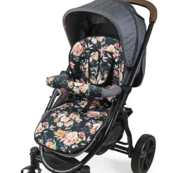 Dwustronna wkładka do wózka spacerowego - Peony Black