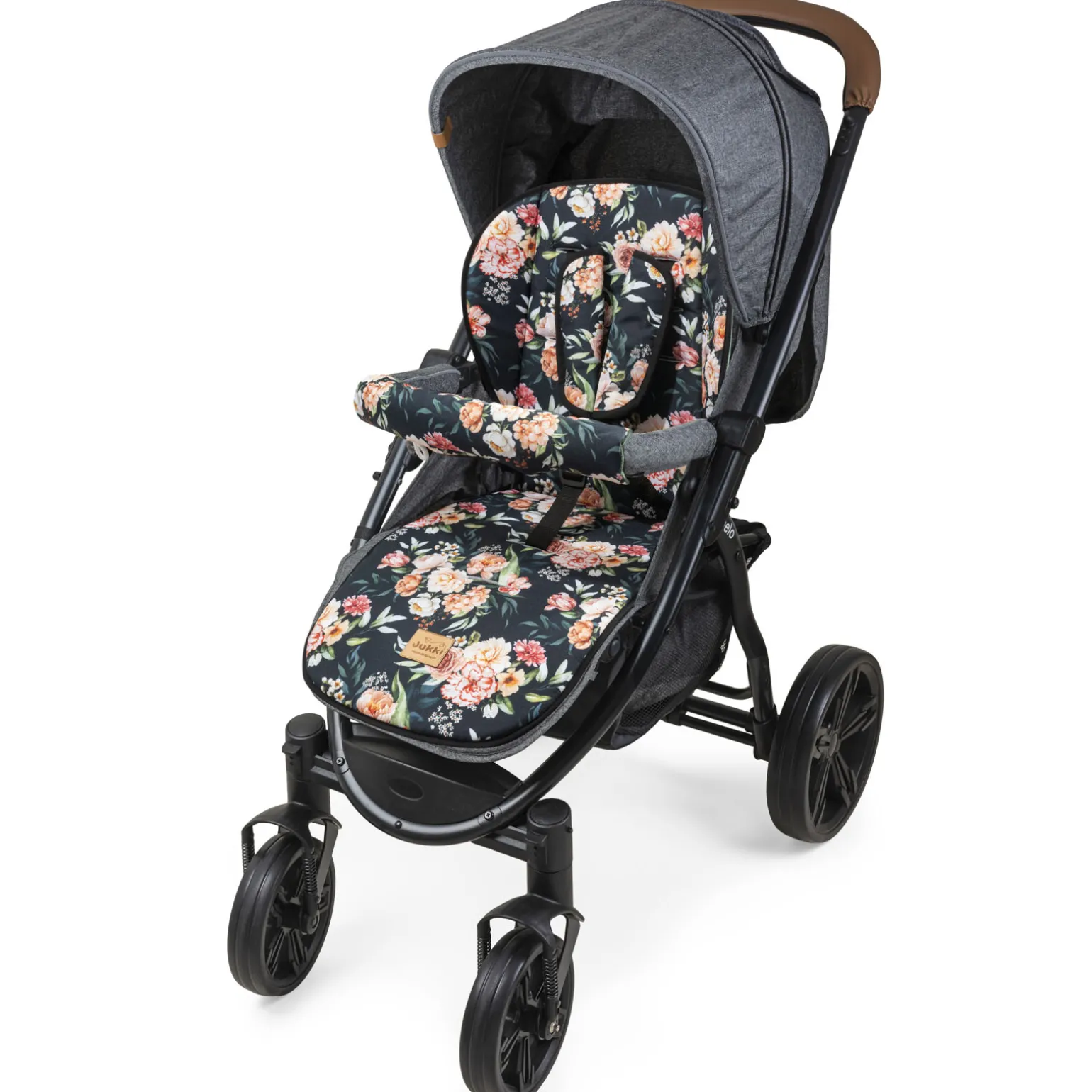 Dwustronna wkładka do wózka spacerowego - Peony Black