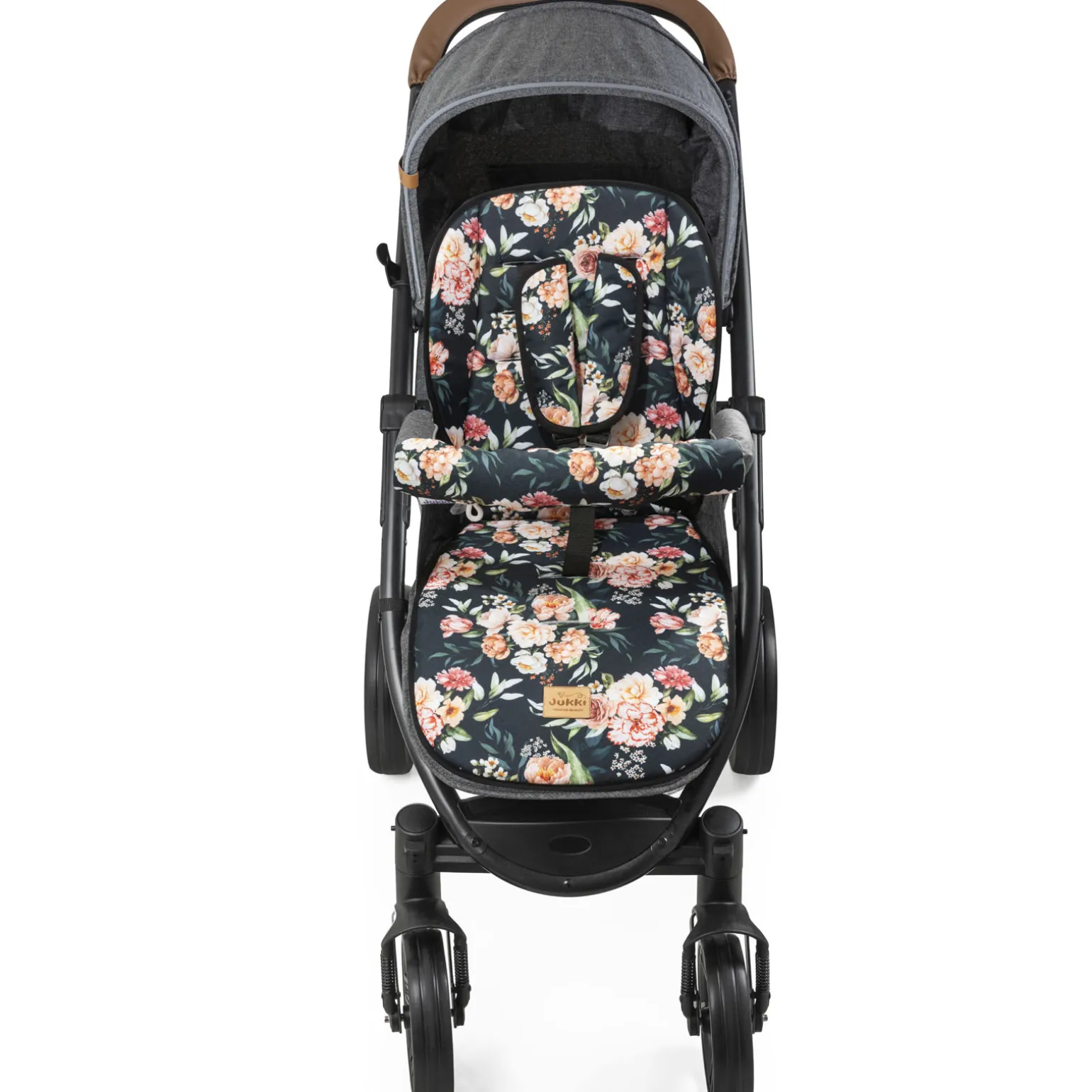 Dwustronna wkładka do wózka spacerowego - Peony Black