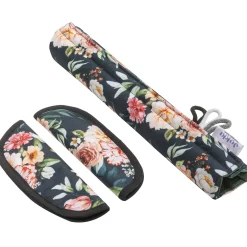 Dwustronna wkładka do wózka spacerowego - Peony Black