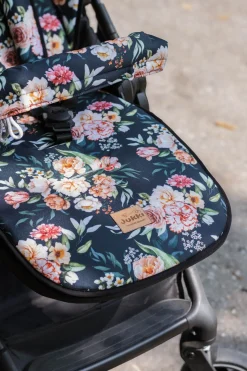 Dwustronna wkładka do wózka spacerowego - Peony Black