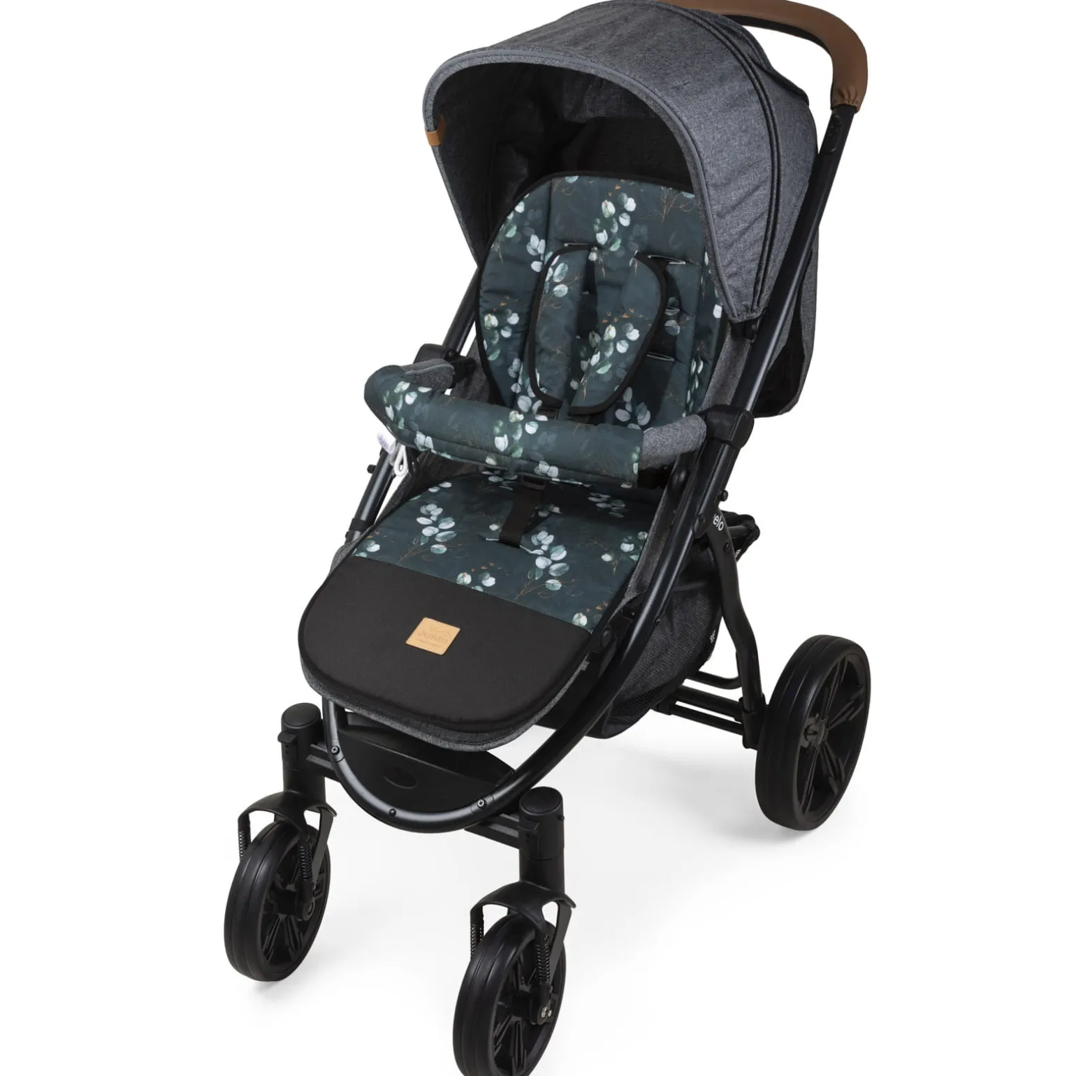 Dwustronna wkładka do wózka spacerowego - Eucalyptus Black