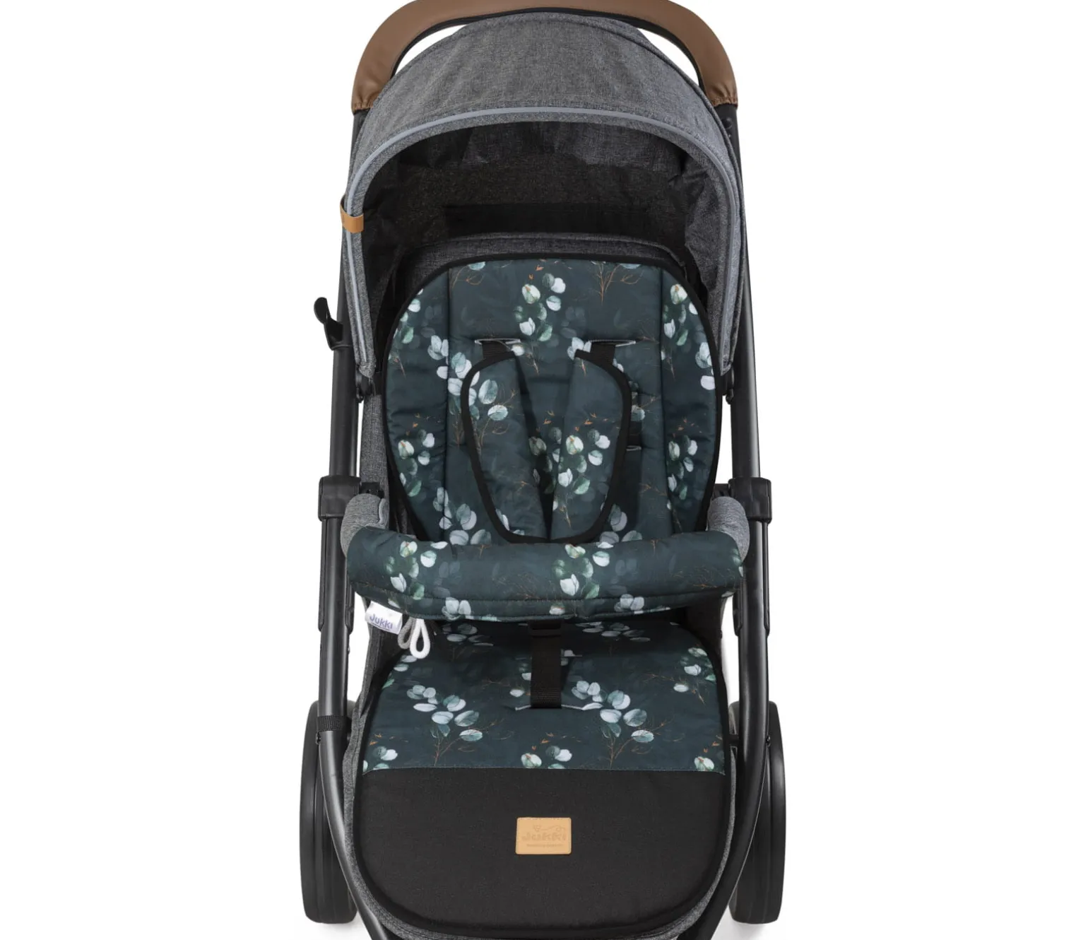 Dwustronna wkładka do wózka spacerowego - Eucalyptus Black