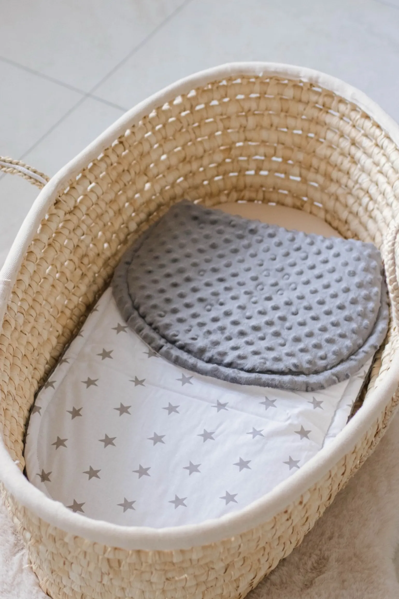 4 elementowy zestaw XL do wózka - Szare Gwiazdki & Szare Minky