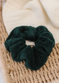 Gumka do włosów SCRUNCHIES welur butelkowa zieleń