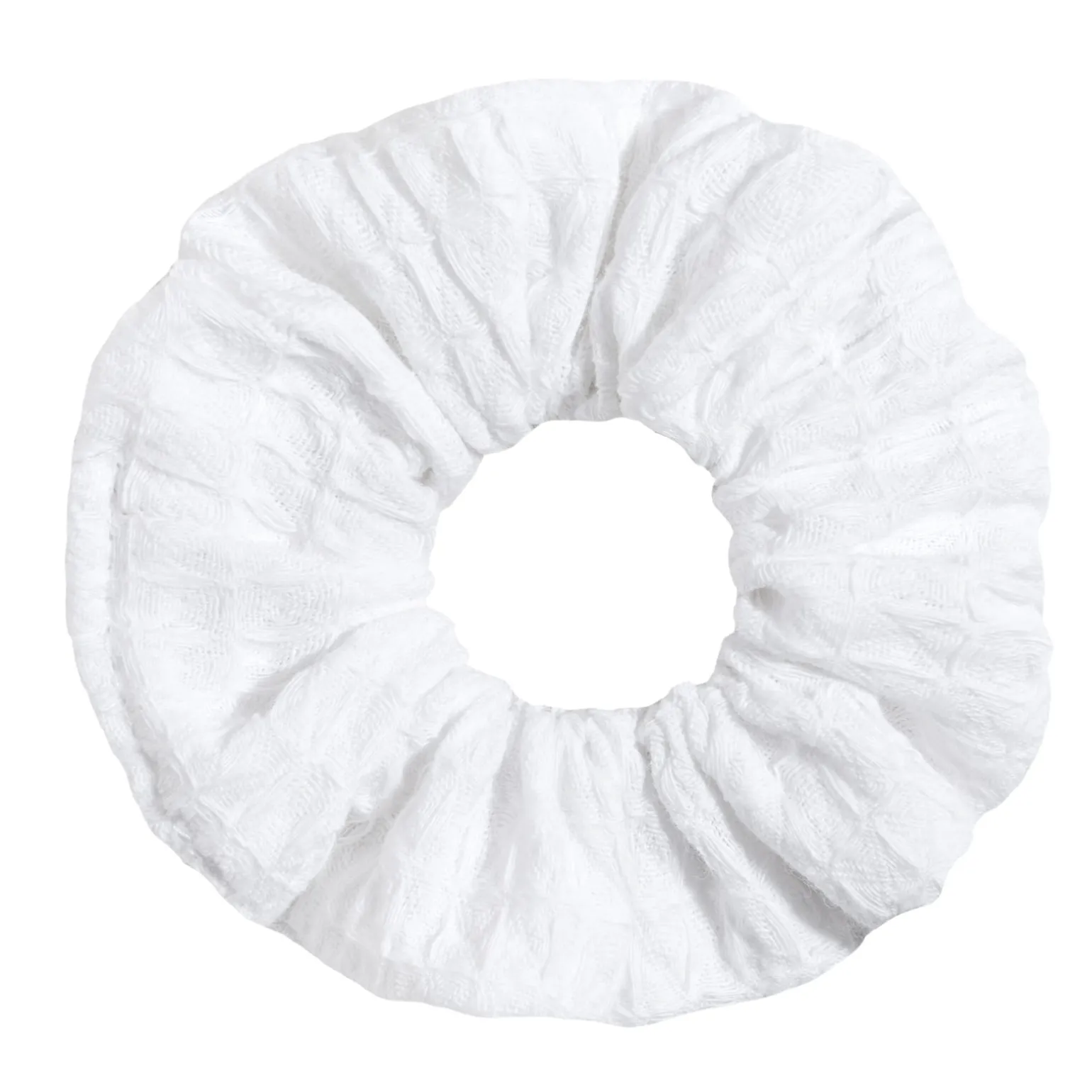 Gumka do włosów SCRUNCHIES z bawełny wafelkowej - White