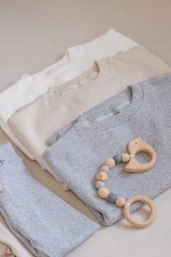 JUKKI Komplet prążkowany dziecięcy - Grey Melange