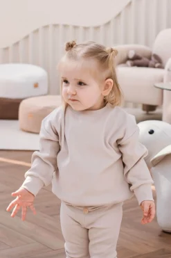 JUKKI Komplet prążkowany dziecięcy - Beige