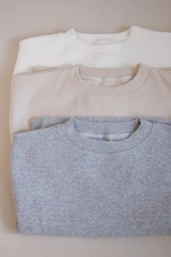 JUKKI Prążkowana bluza oversize - Grey Melange