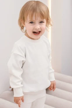 JUKKI Prążkowana bluza oversize - Ecru
