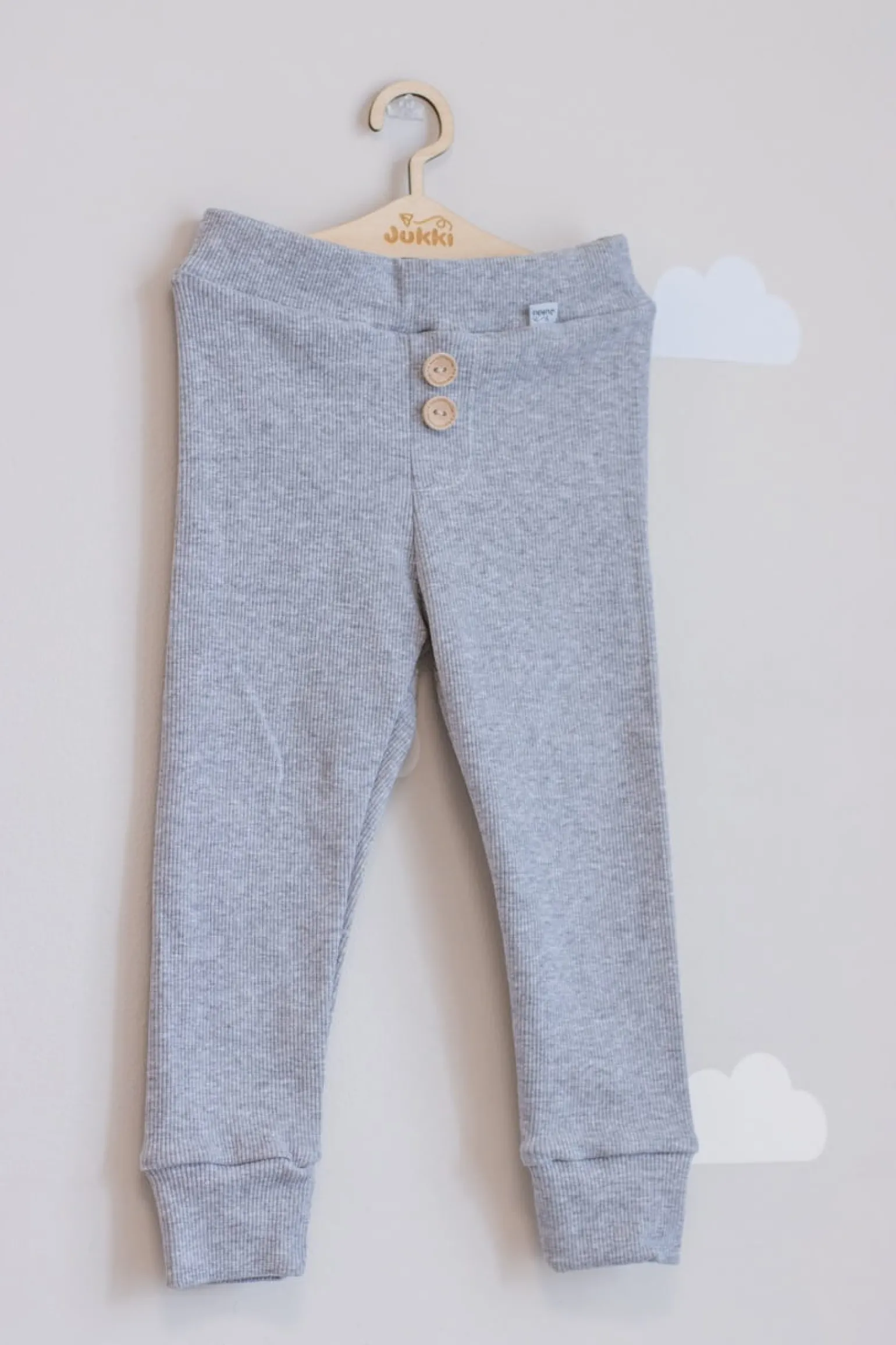 JUKKI Prążkowane legginsy dziecięce - Grey Melange